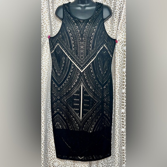 2015 Mossimo Beach Dress Sz XXL BLACK Cut Out Lace Mediterranean LINED Bodycon - Picture 2 of 9
